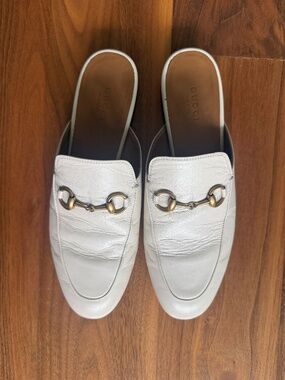 Gucci women’s Princetown mules, ivory leather, size 37 1/2